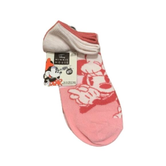 Disney Minnie Mouse Pink & White Socks 6 Pair Low Cut - Picture 2 of 8
